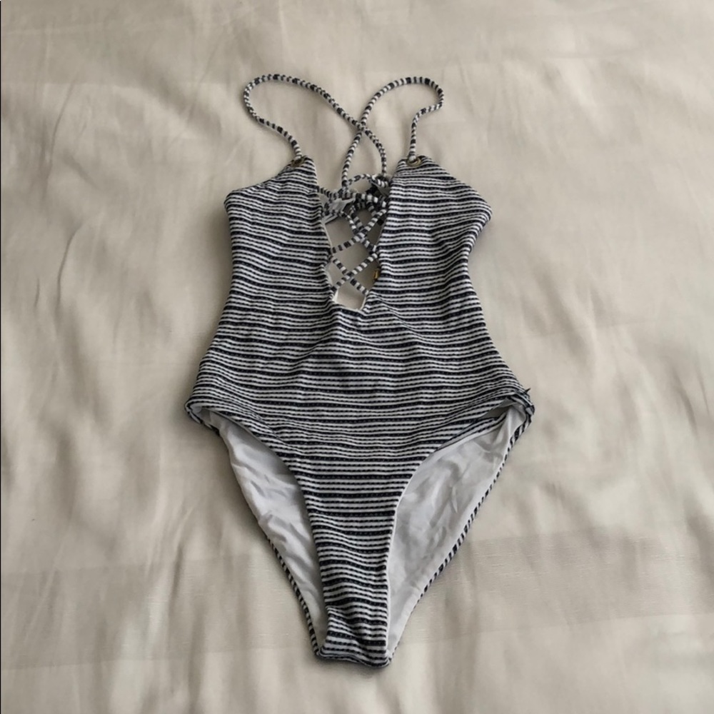 Blue life high rise one piece swimsuit!